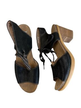 Dansko Black Leather Dez Lace-Up Sandal Sz 42 US 12